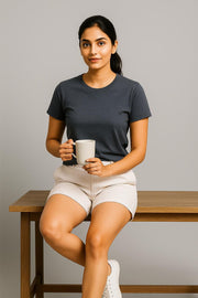 Denim Blue round neck t-shirt for men and women soft, comfortable, stretchable and relaxed fit laze.co.in