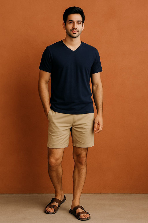 Navy V neck men's and women’s t-shirt comfortable casual wear laze.co.in