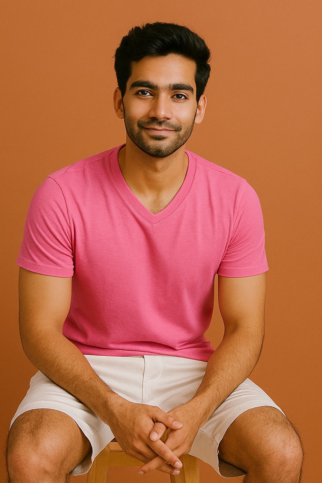 Pink V neck men's and women’s t-shirt comfortable casual wear laze.co.in